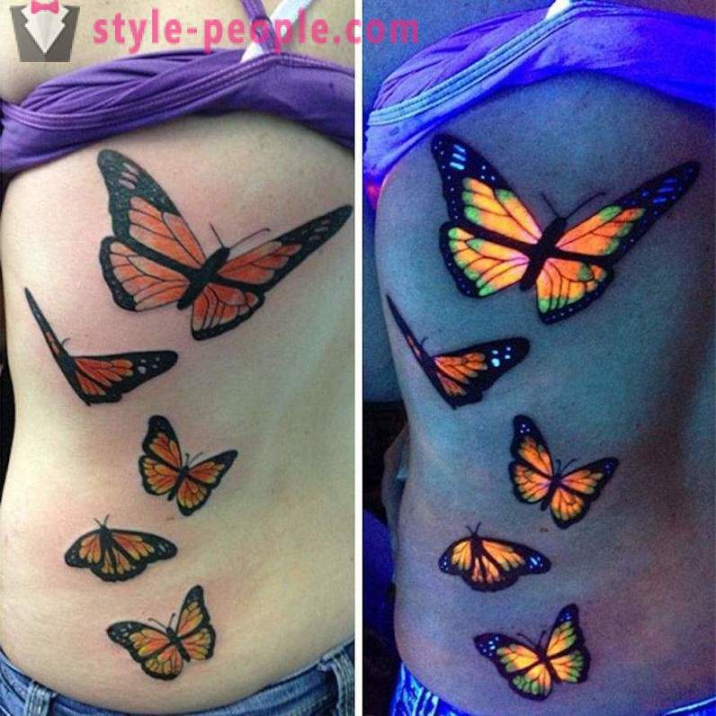 Tattoos, der nur unter UV-Licht sichtbar sind,