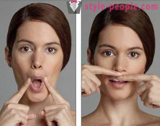 Feysbilding Gesicht: vor und nach. Gymnastik Gesicht: Übung